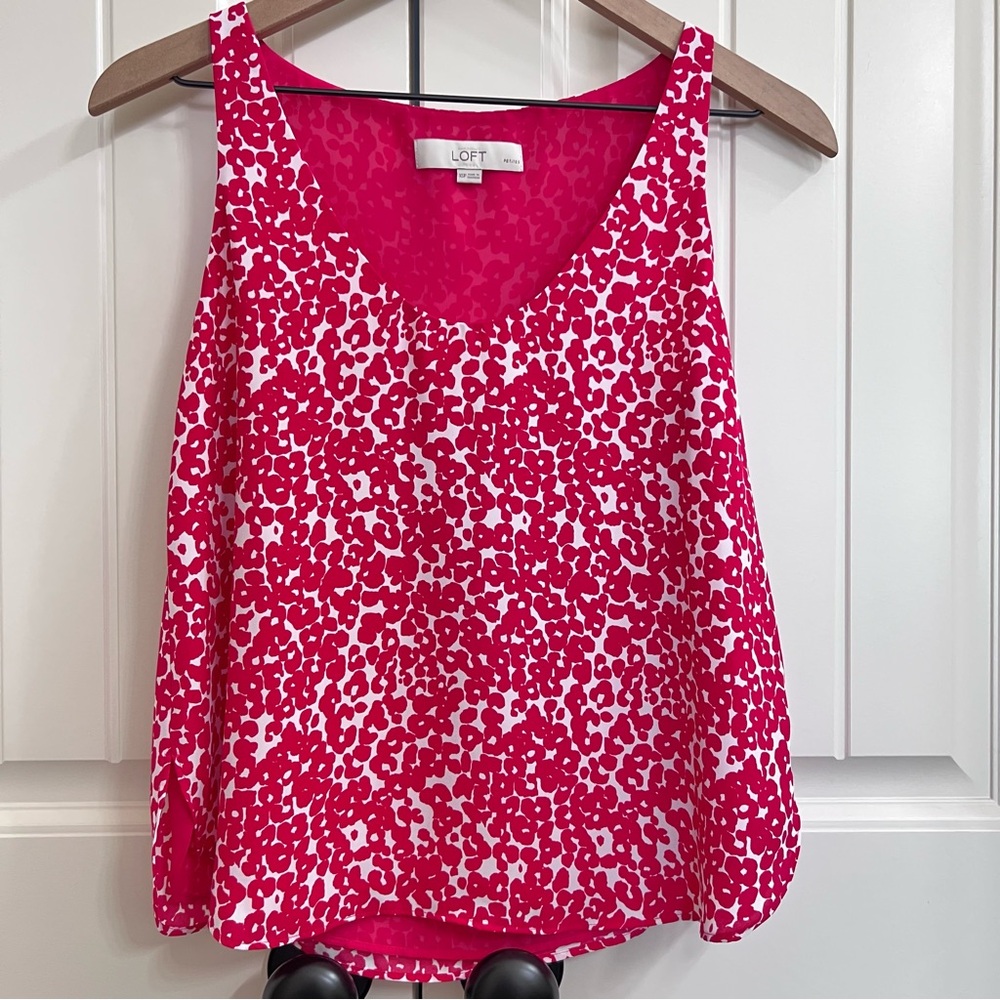 Loft Womens Sleeveless Layered Top in Pink/White, Size XSP